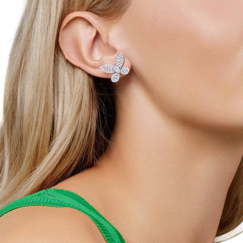 Pavé Butterfly Diamond Stud Earrings, , hi-res