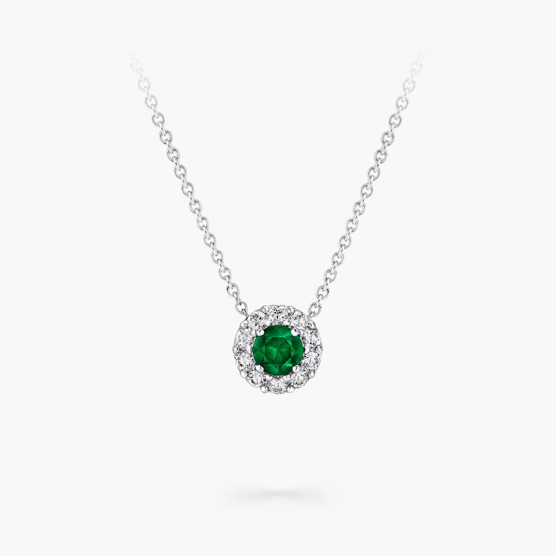 Icon Round Emerald and Diamond Pendant