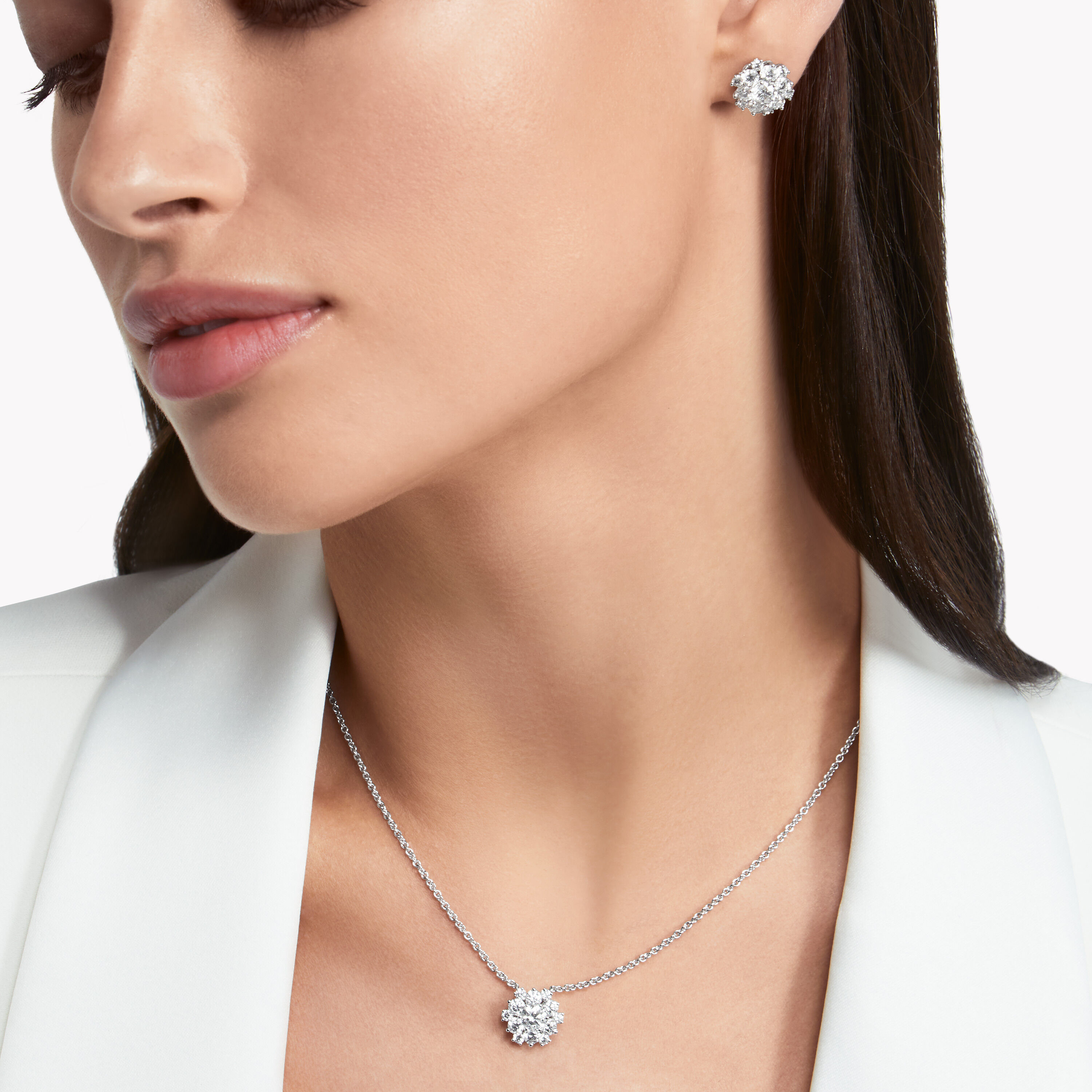 Diamond earrings outlet and pendant