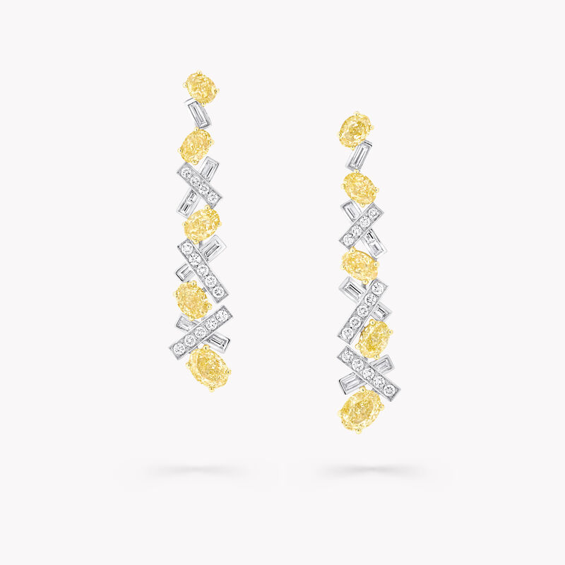 Threads Yellow and White Diamond High Jewellery Earrings