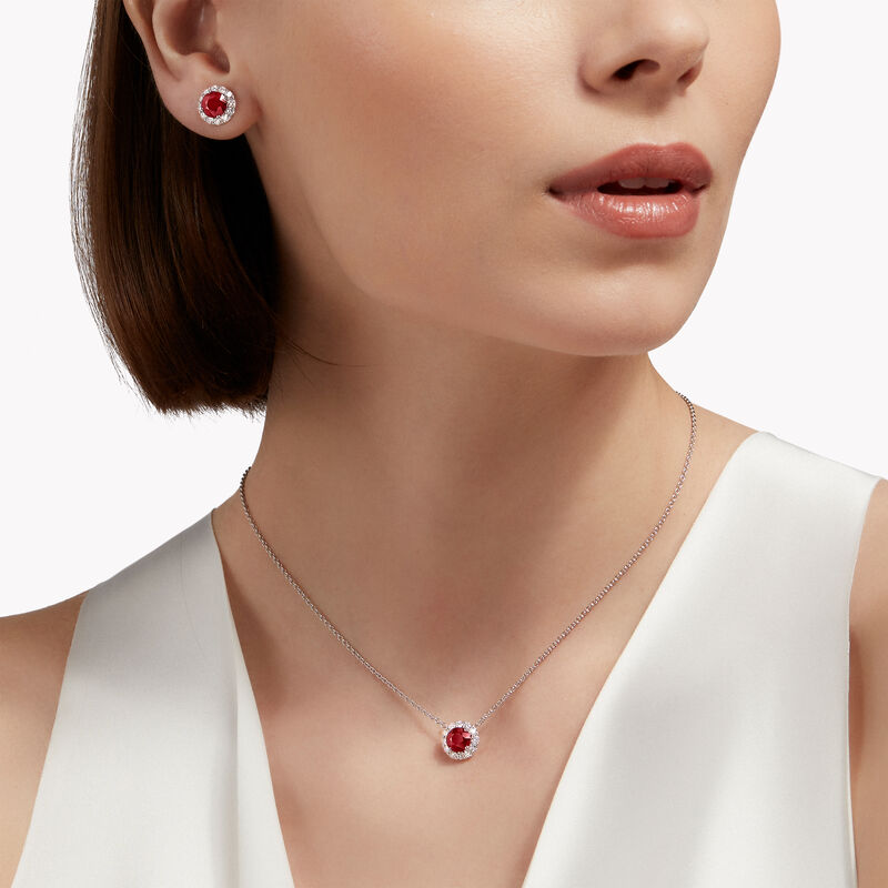 Icon圆形红宝石和钻石耳钉