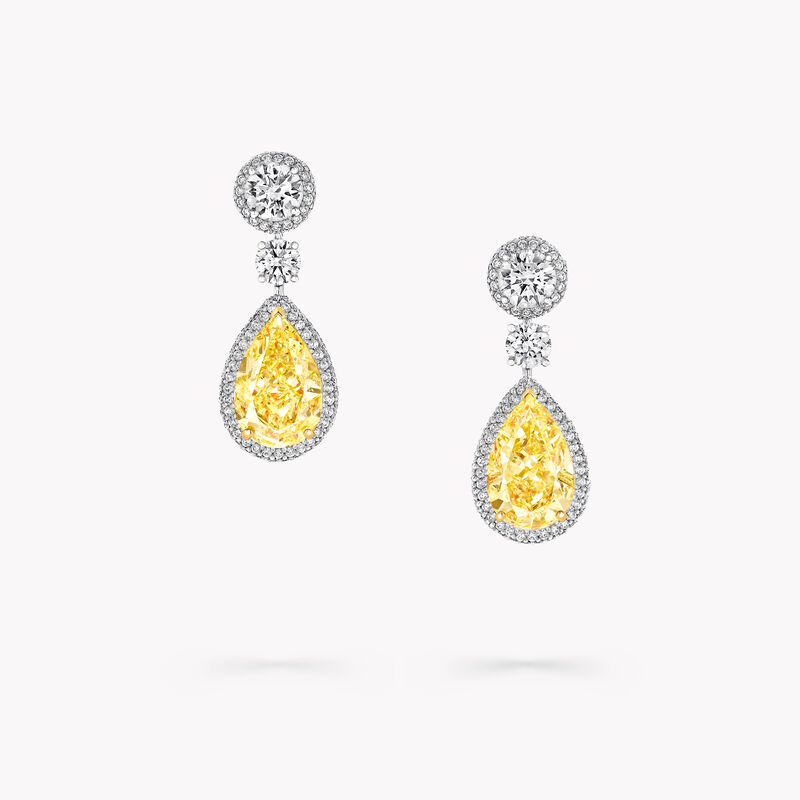 梨形彩黄钻耳环 梨形彩黄钻耳环