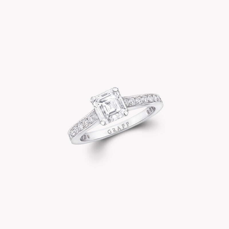 Flame Square Emerald Cut Diamond Engagement Ring