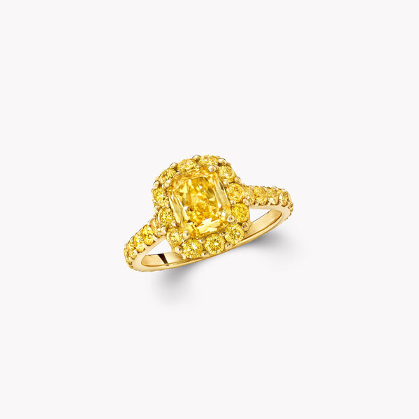 Icon Cushion Cut Yellow Diamond Engagement Ring, , hi-res