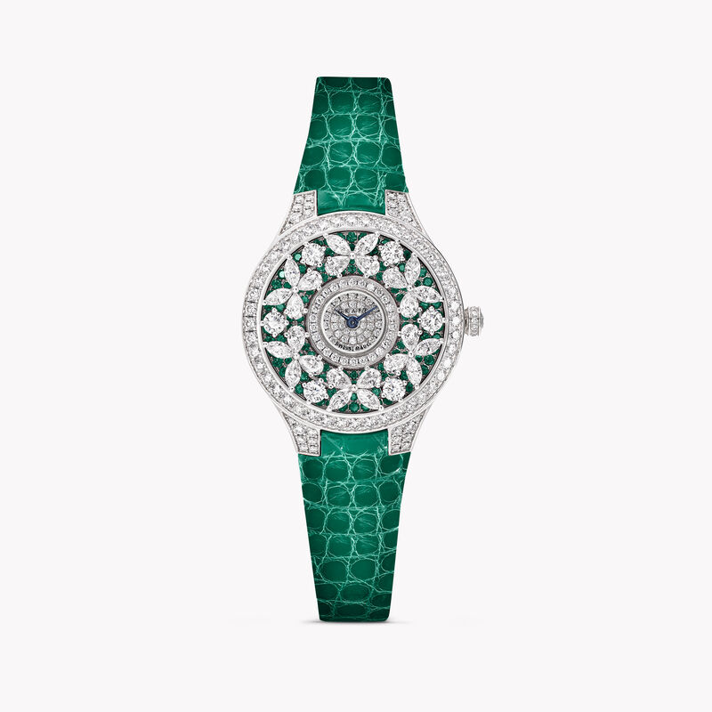 Classic Butterfly Diamond and Emerald Watch
