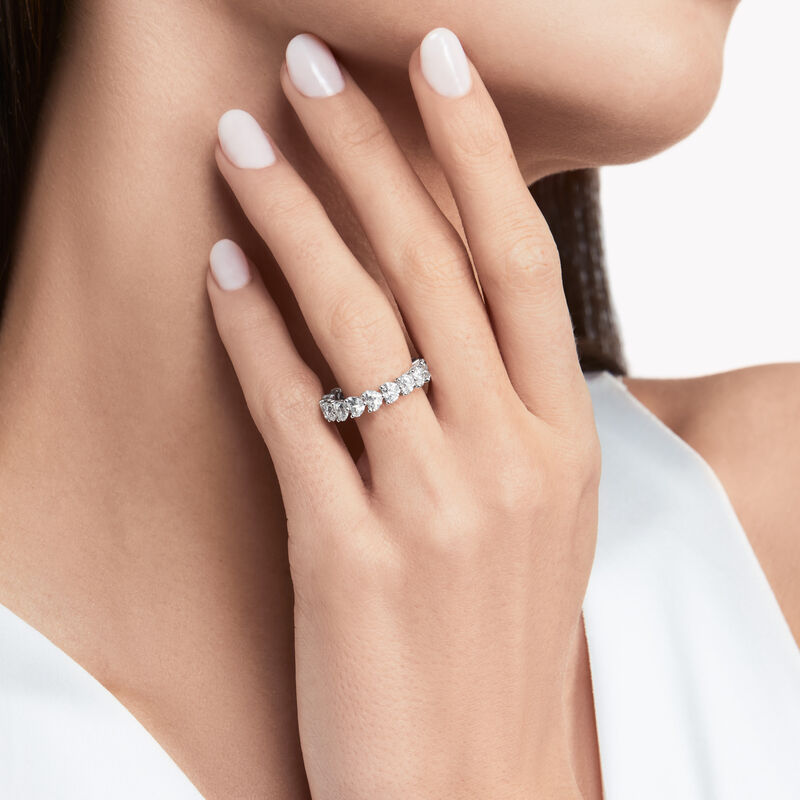 Heart Shape Diamond Wedding Band, , hi-res