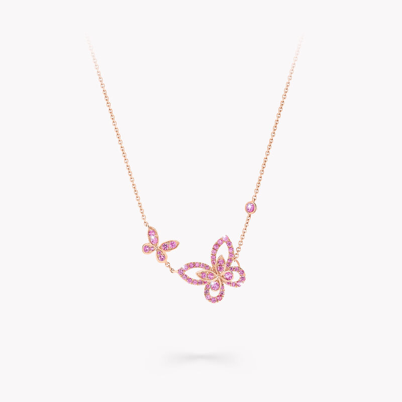 Double Butterfly Silhouette Pink Sapphire Pendant