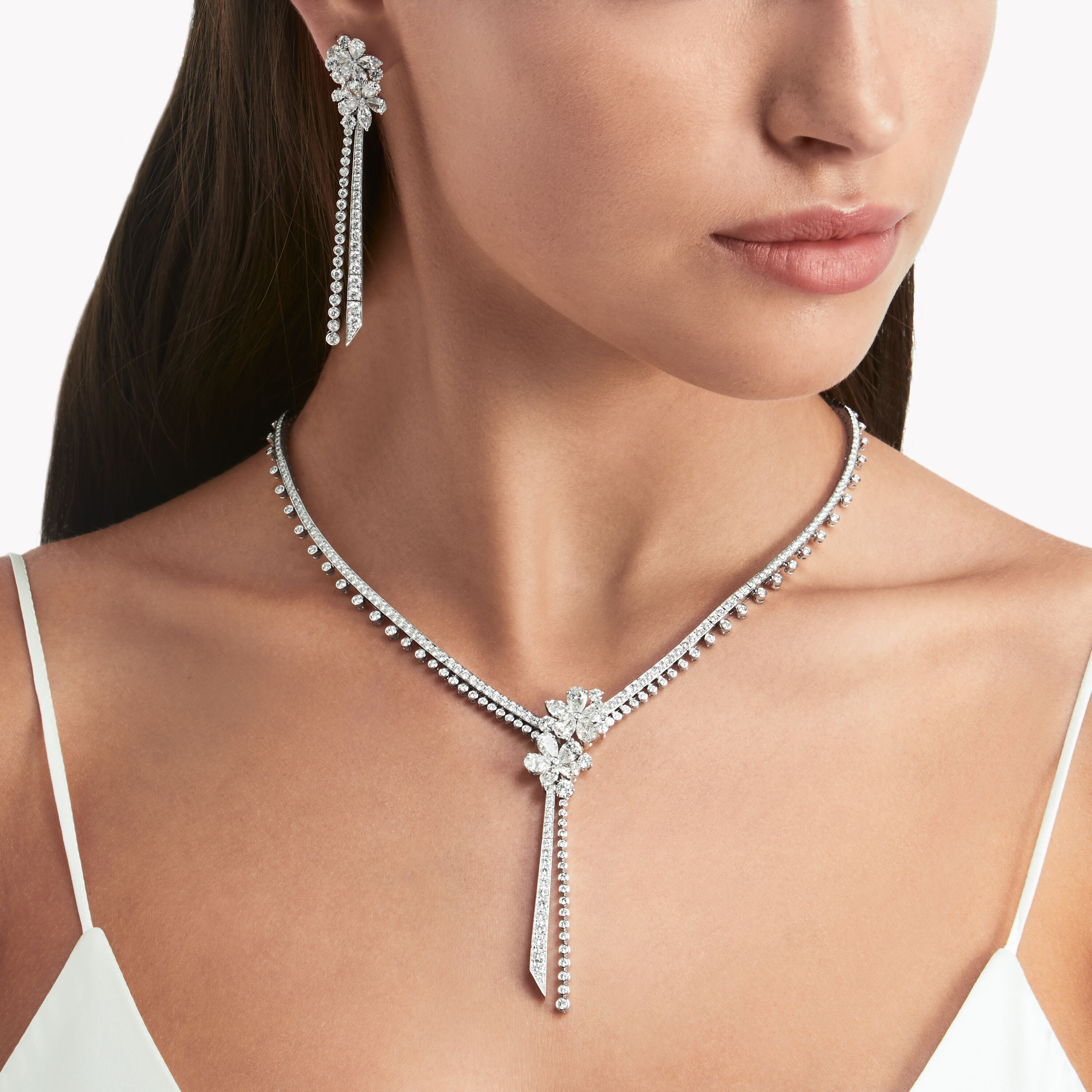 Carissa Diamond Drop Necklace White Gold Graff