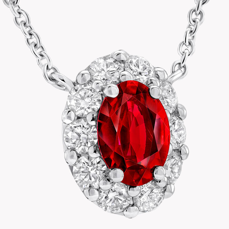 Icon椭圆形红宝石和钻石吊坠