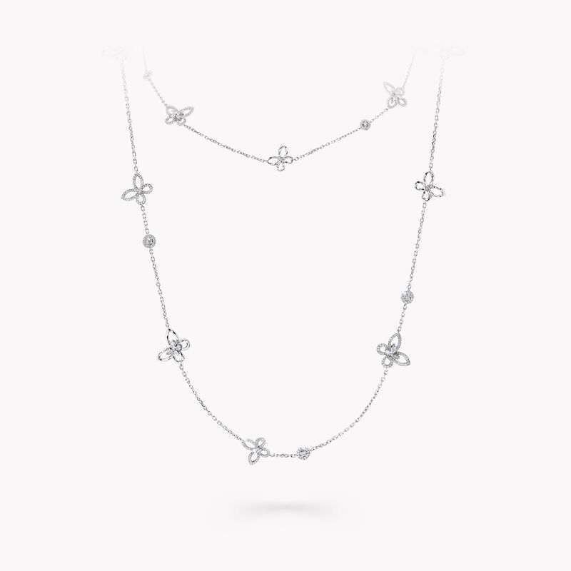 Butterfly Silhouette Diamond Long Necklace, , hi-res