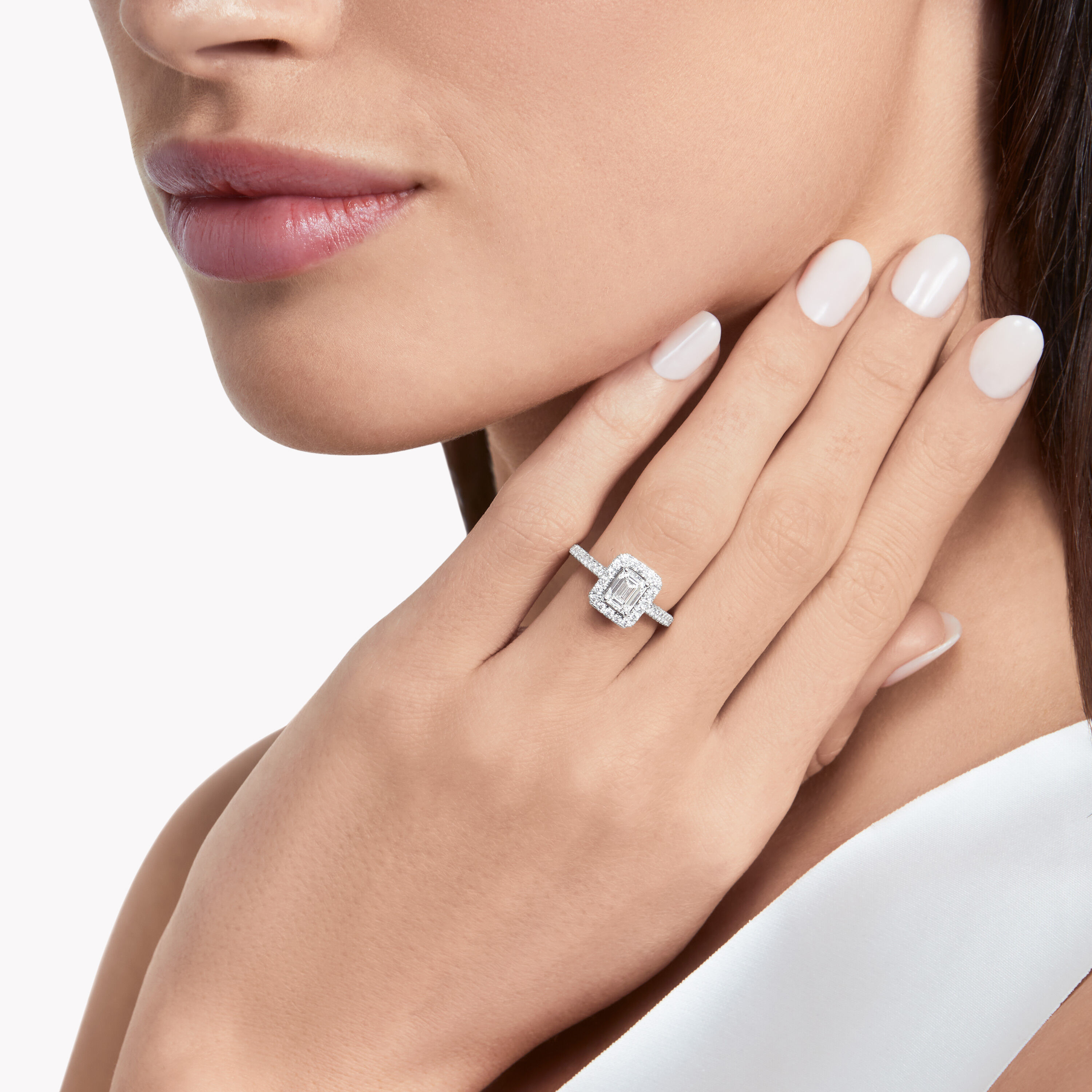 2 Carat Natural Emerald Cut Diamond Halo Engagement Ring in 14K White Gold  D/VS1 | eBay