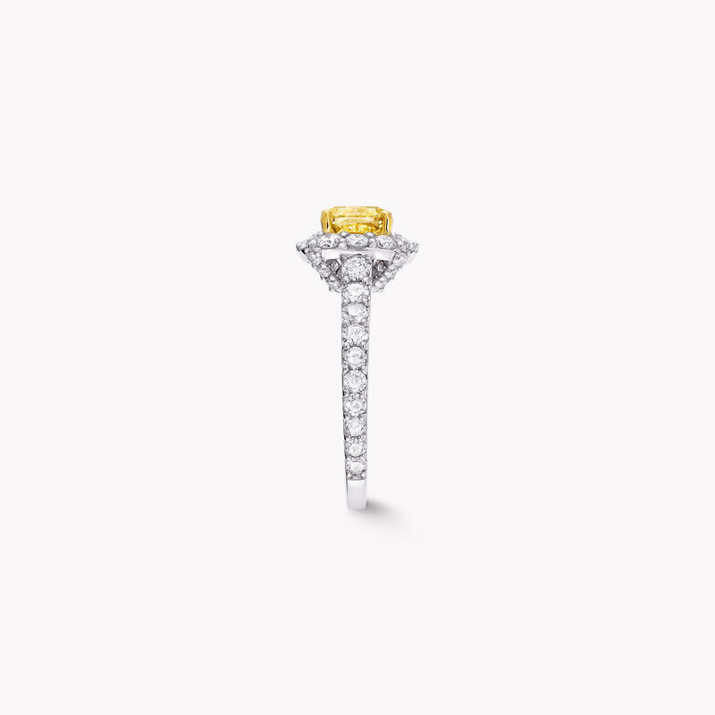 Icon Cushion Cut Yellow and White Diamond Engagement Ring, , hi-res