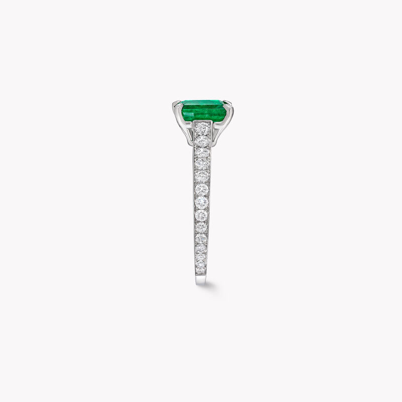 Flame Emerald Cut Emerald and Diamond Engagement Ring