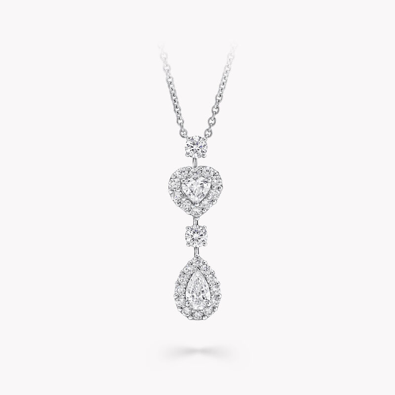 Icon Heart and Pear Shape Diamond Drop Necklace, , hi-res