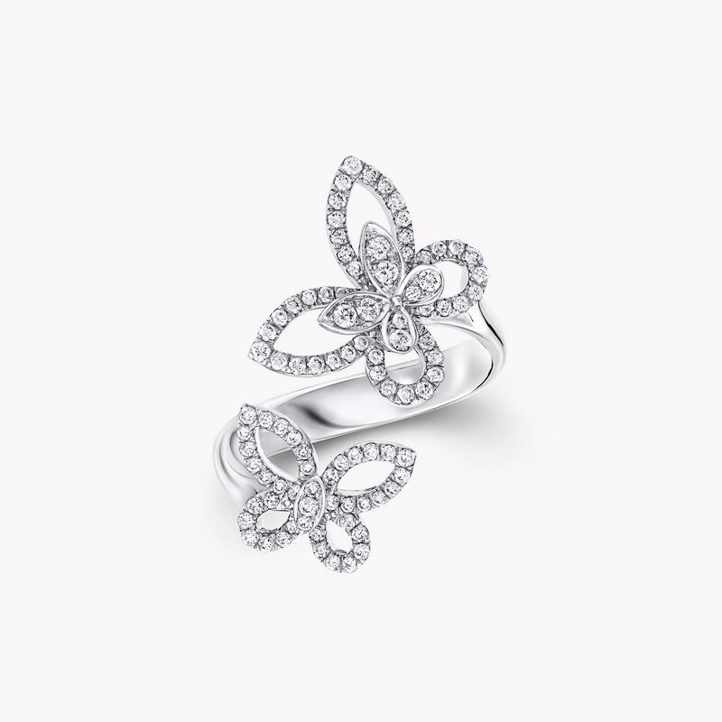 Double Butterfly Silhouette Diamond Ring