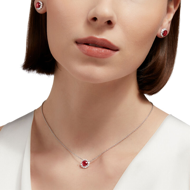 Icon Round Ruby and Diamond Pendant, , hi-res