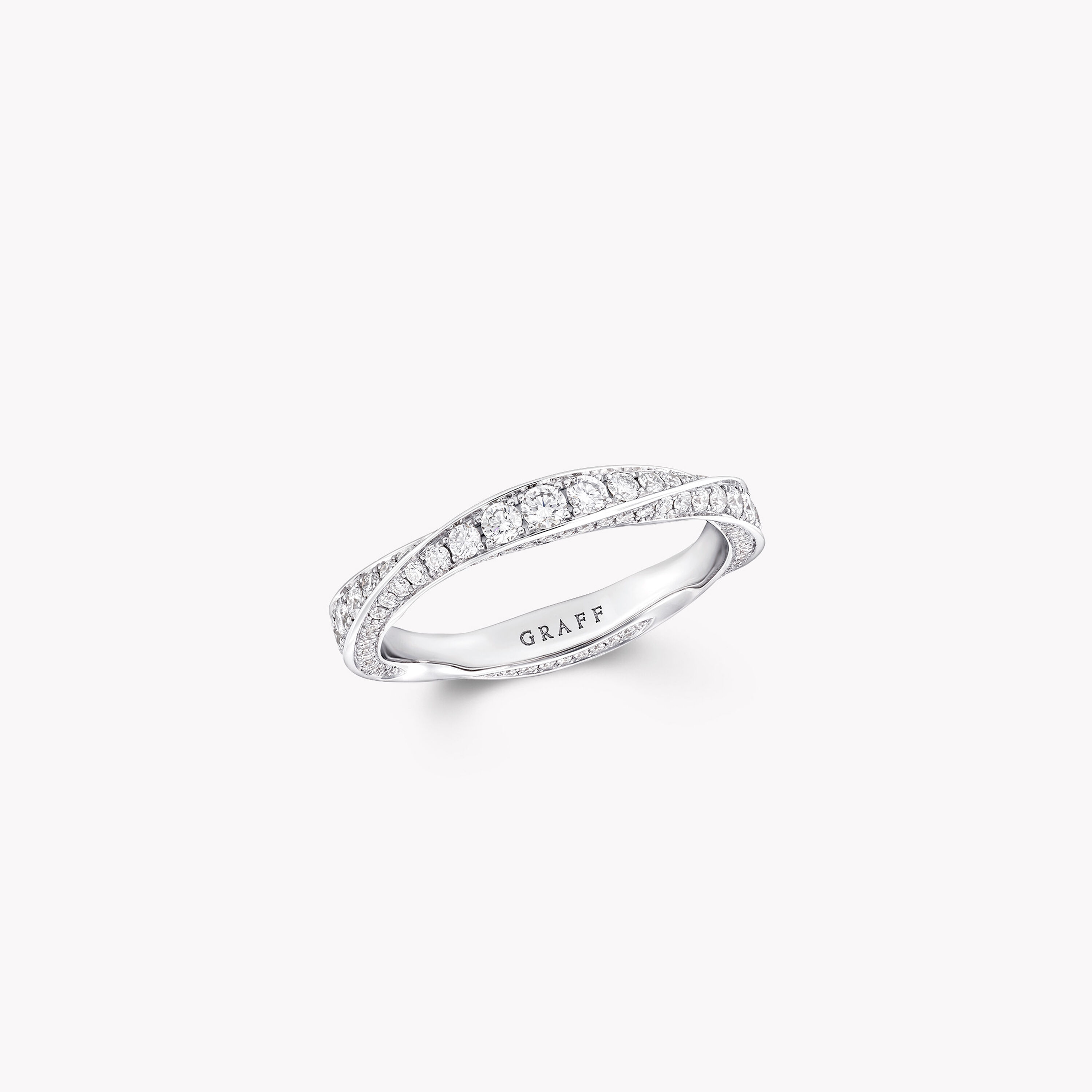 Spiral Pav Diamond Band White Gold Graff