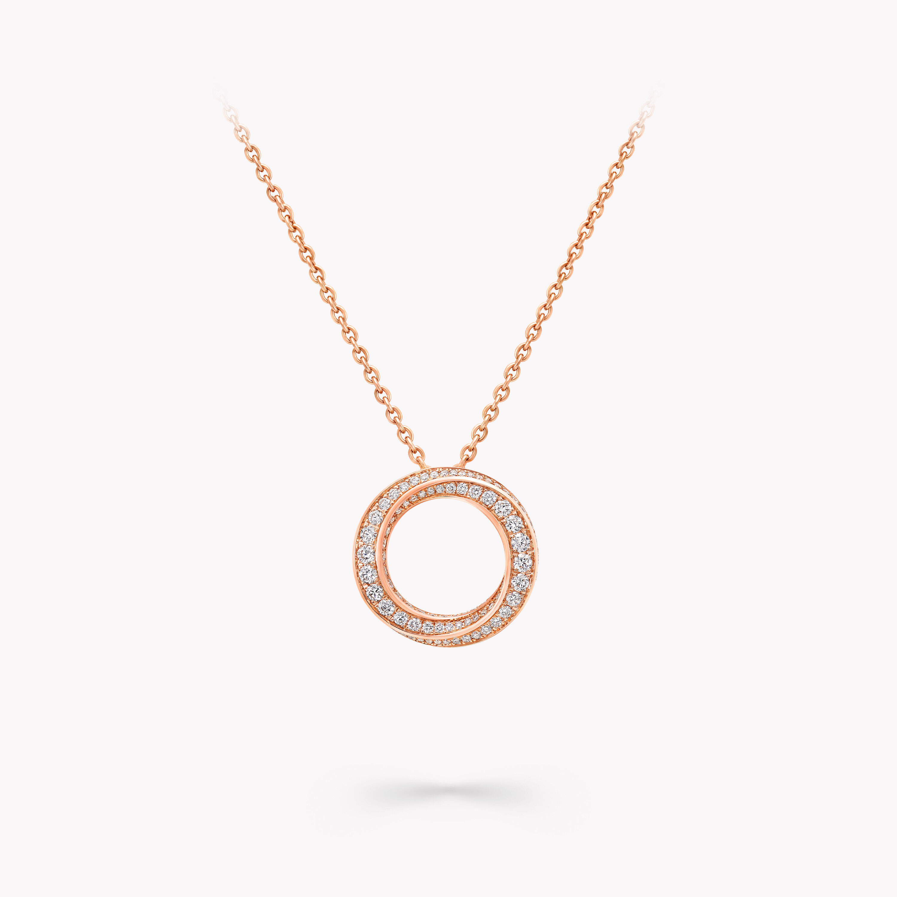 Spiral Pav Diamond Pendant Rose Gold Graff
