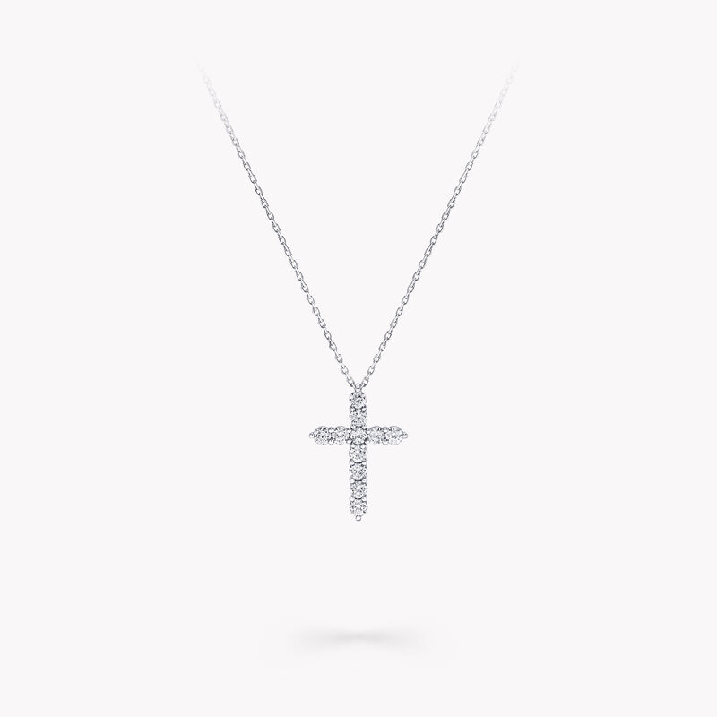 Round Diamond Cross Mini Pendant, , hi-res
