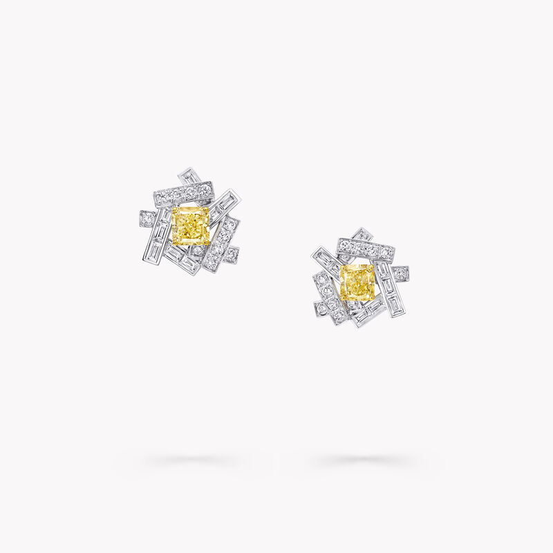 Threads Yellow and White Diamond Stud Earrings, , hi-res