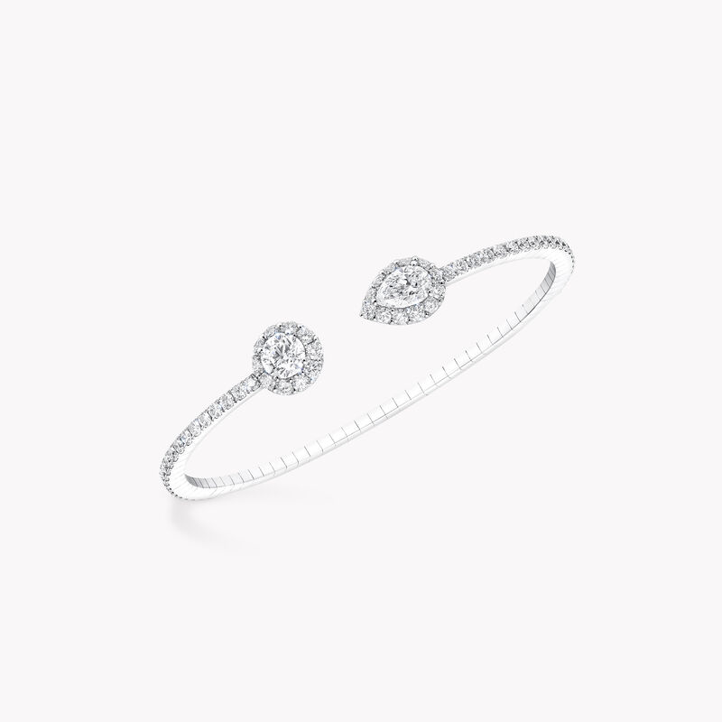 Icon Round and Pear Shape Open Diamond Bangle, , hi-res