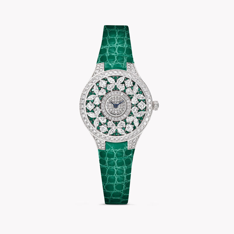 Classic Butterfly Diamond and Emerald Watch, , hi-res
