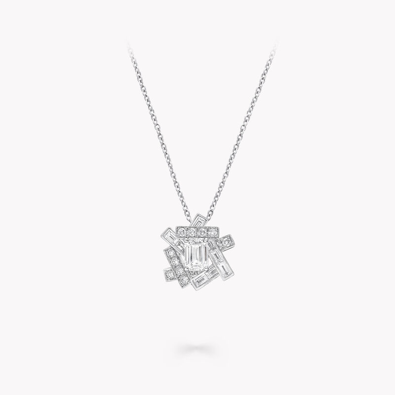 Threads Emerald Cut Diamond Pendant, , hi-res