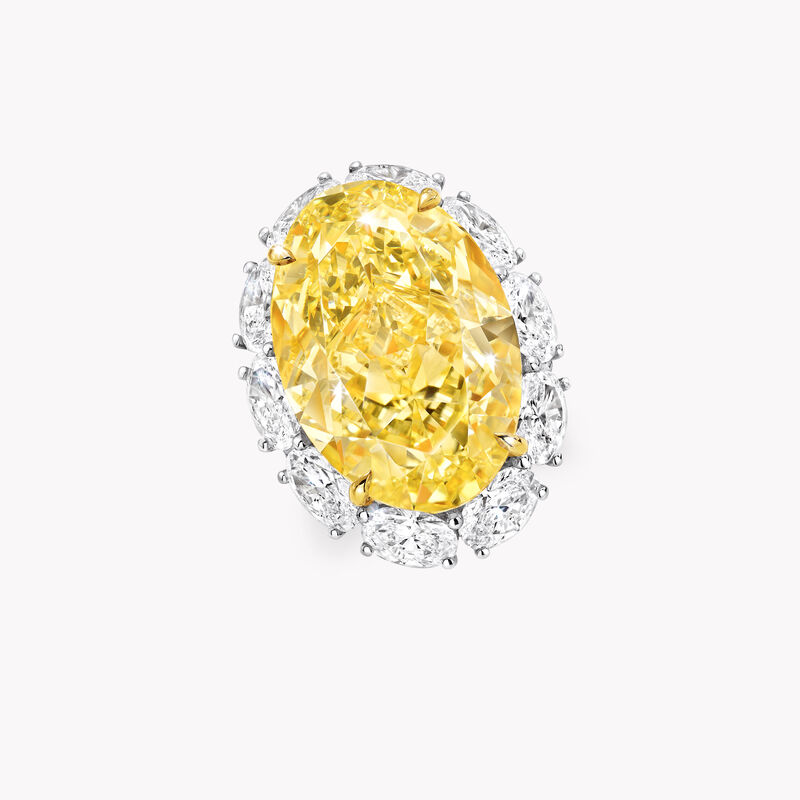 Fancy Intense Yellow Internally Flawless Oval Diamond Solitaire Ring