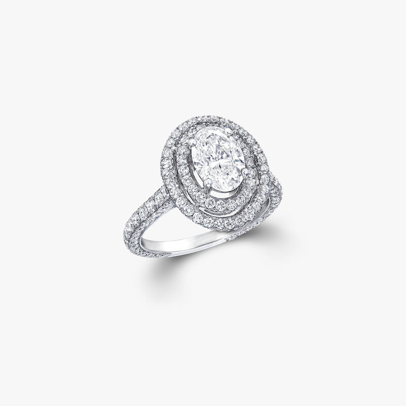 Twin Constellation Oval Diamond Engagement Ring, , hi-res
