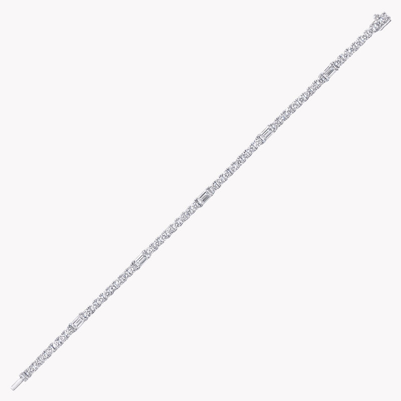 Round and Emerald Cut Diamond Bracelet, , hi-res