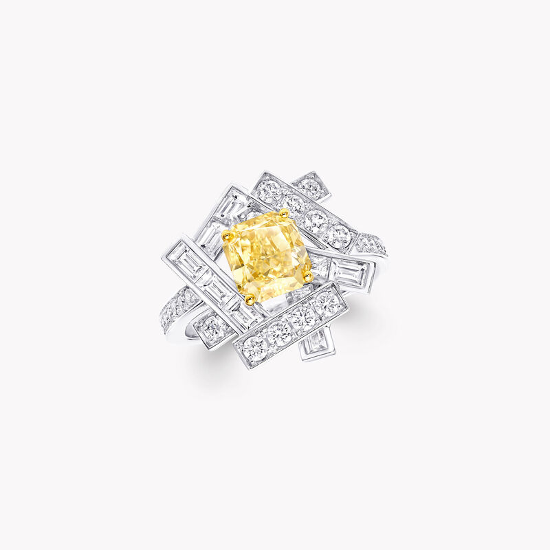 Threads Yellow and White Diamond Ring, , hi-res