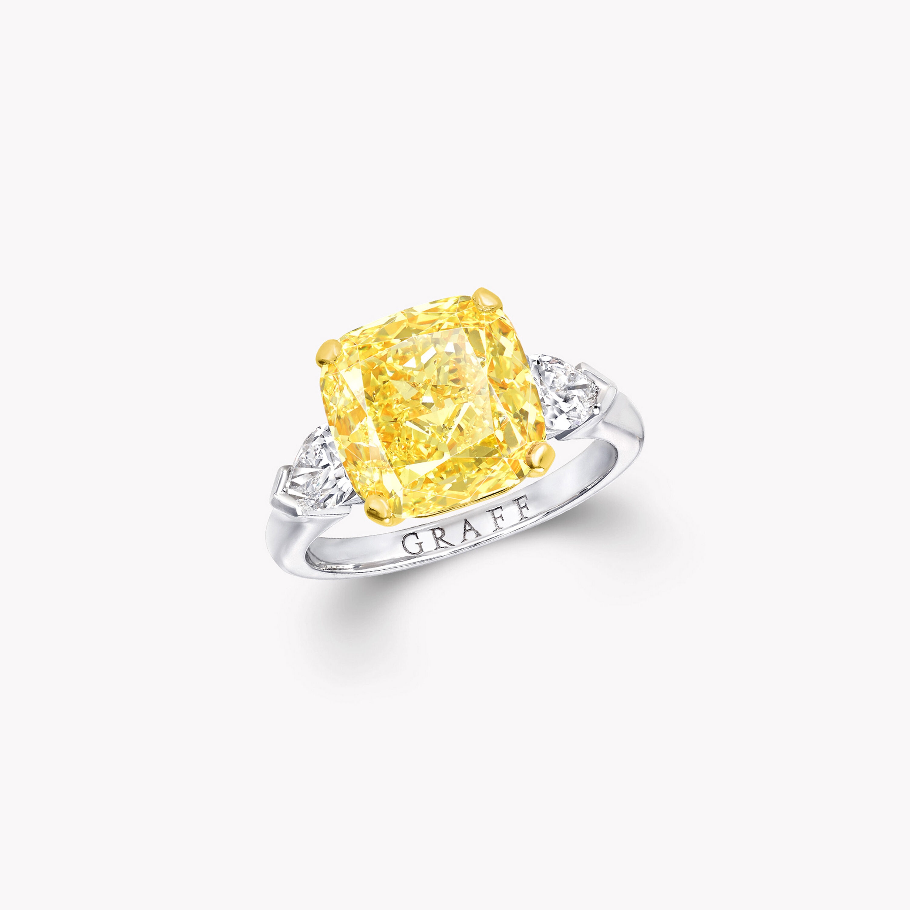 Yellow cushion sales cut engagement rings