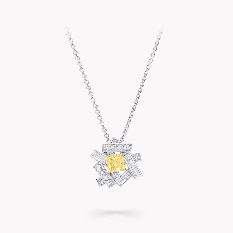Threads Yellow and White Diamond Pendant, , hi-res