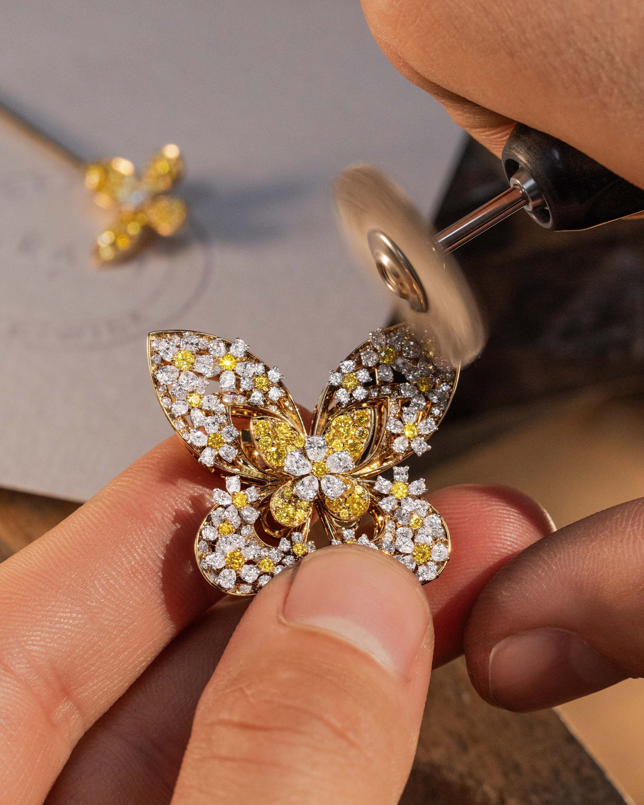 Image shows creation of Graff Butterfly Flora Brooch