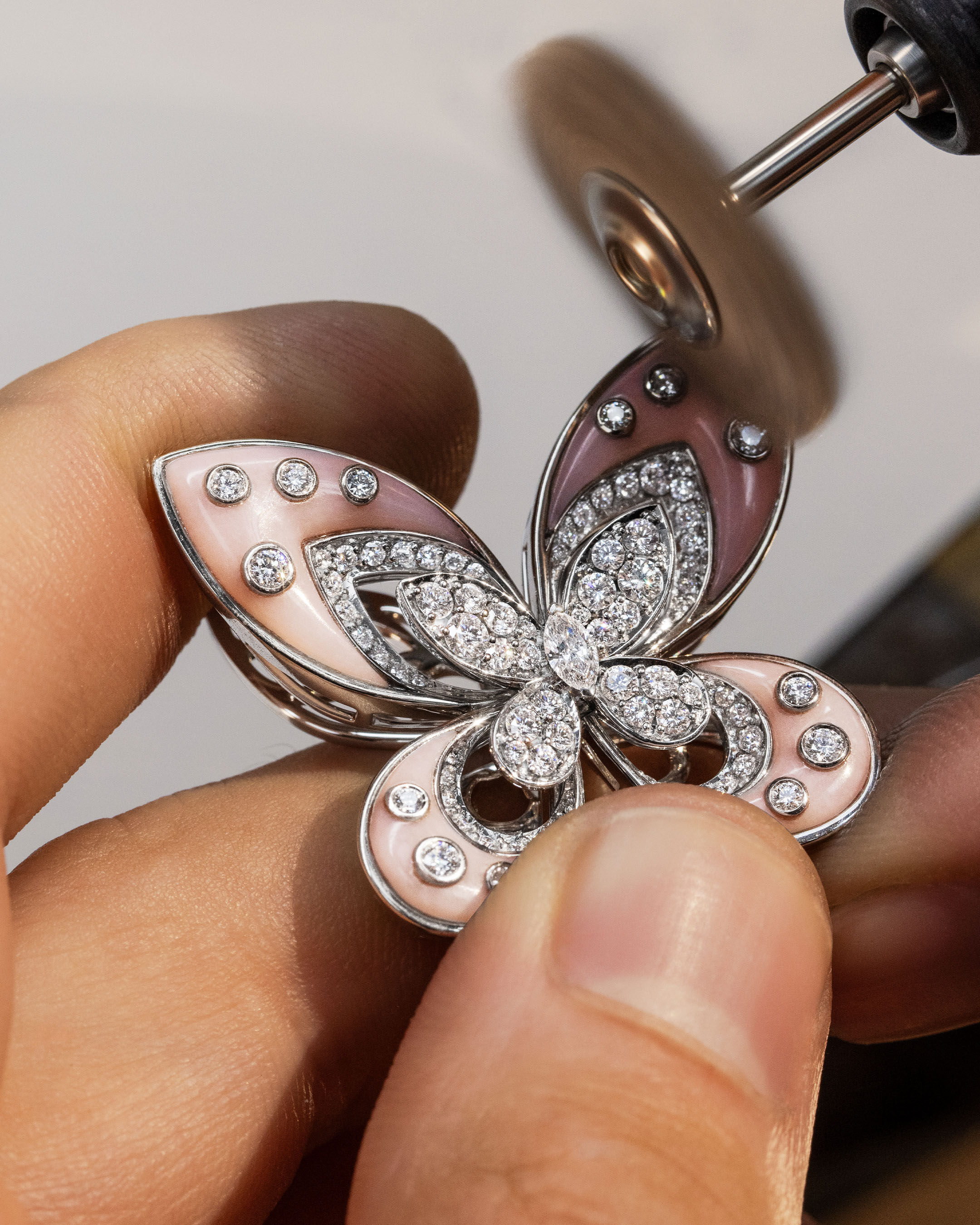 Image shows creation of Graff Butterfly Luna Brooch