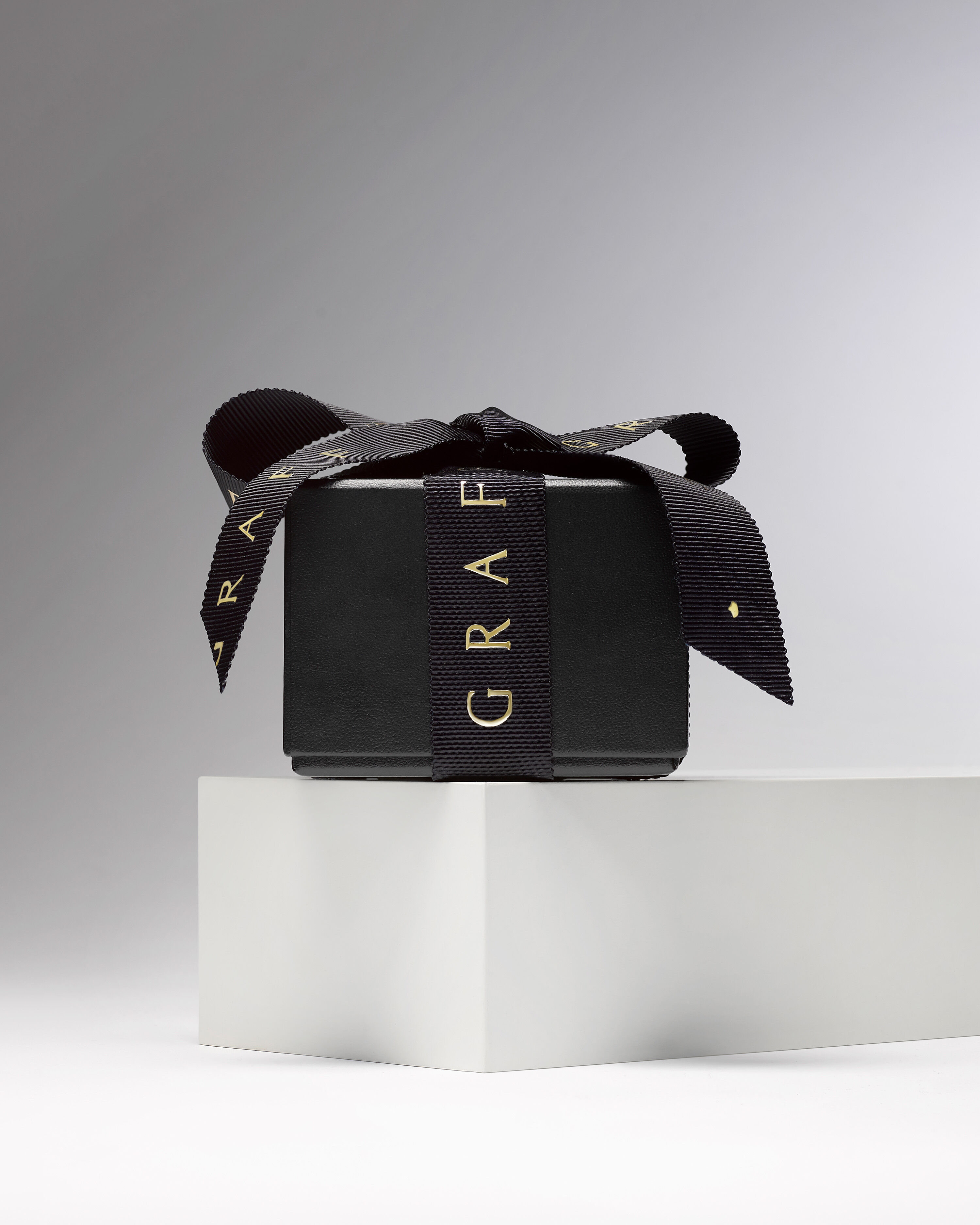Image shows Graff Ring box gift wrapped 
