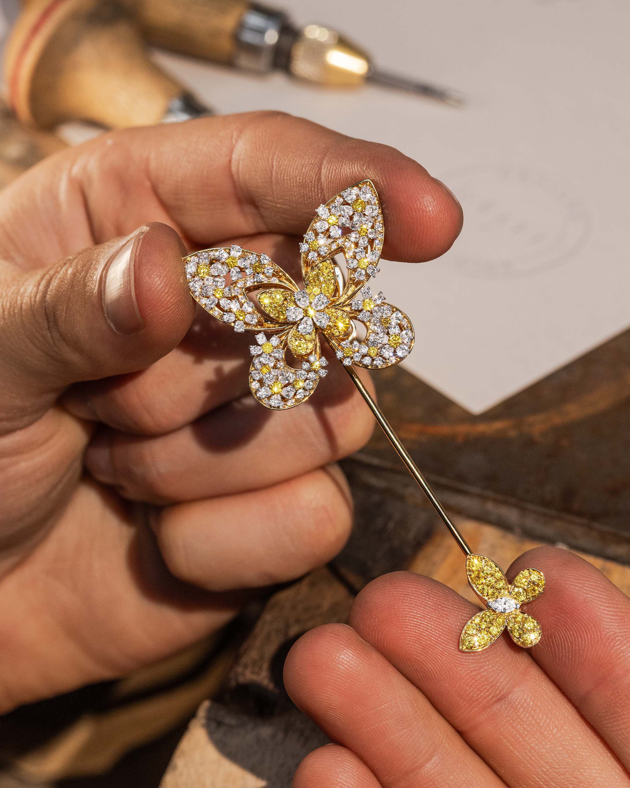 Image shows creation of Graff Butterfly Flora Brooch