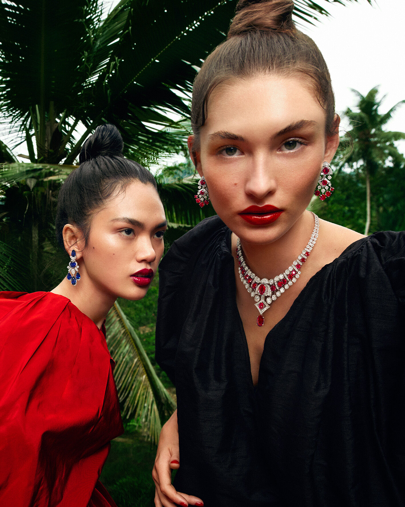 Models wearing Graff diamond high jewellery