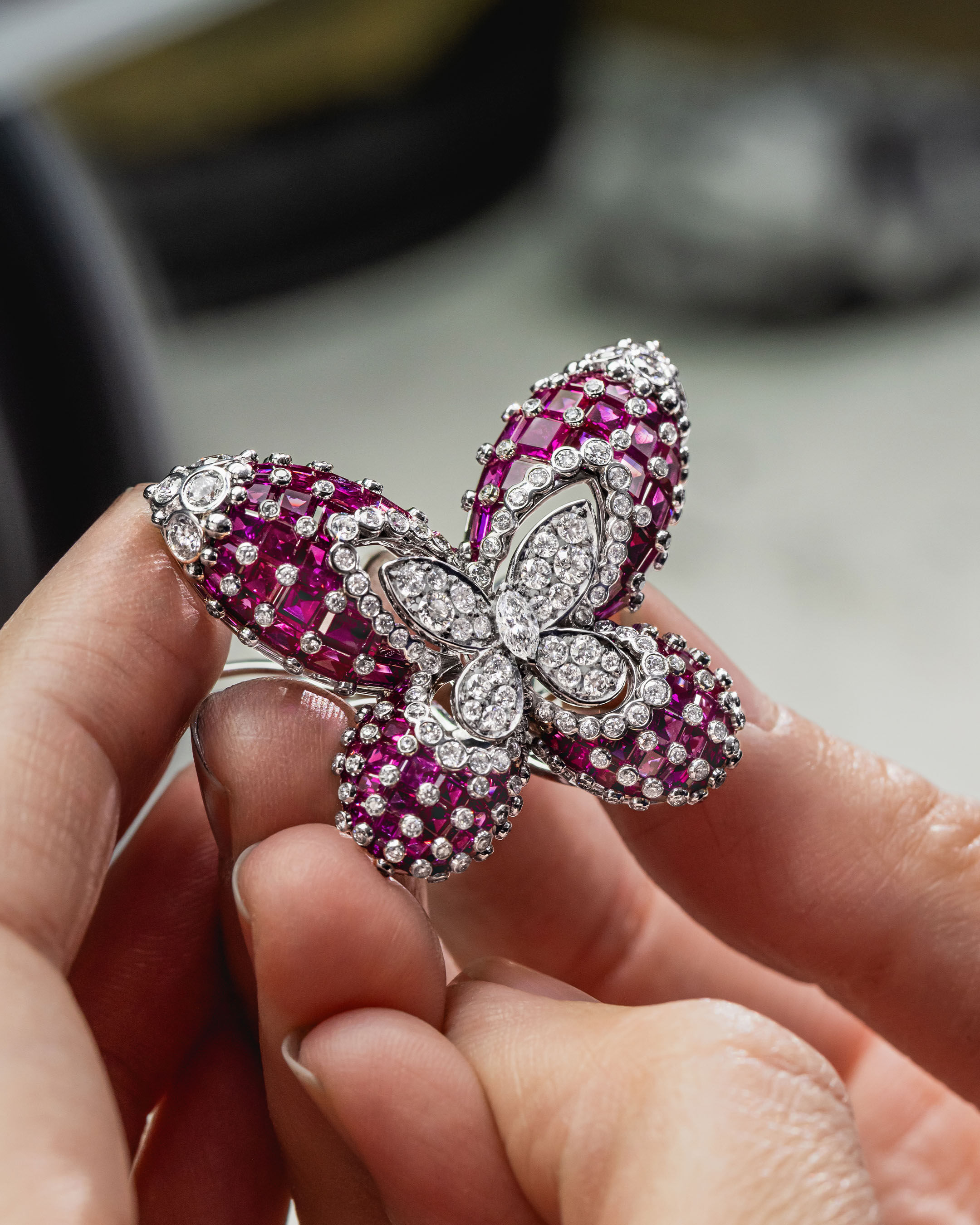 Image shows creation of Graff Butterfly Lina Brooch