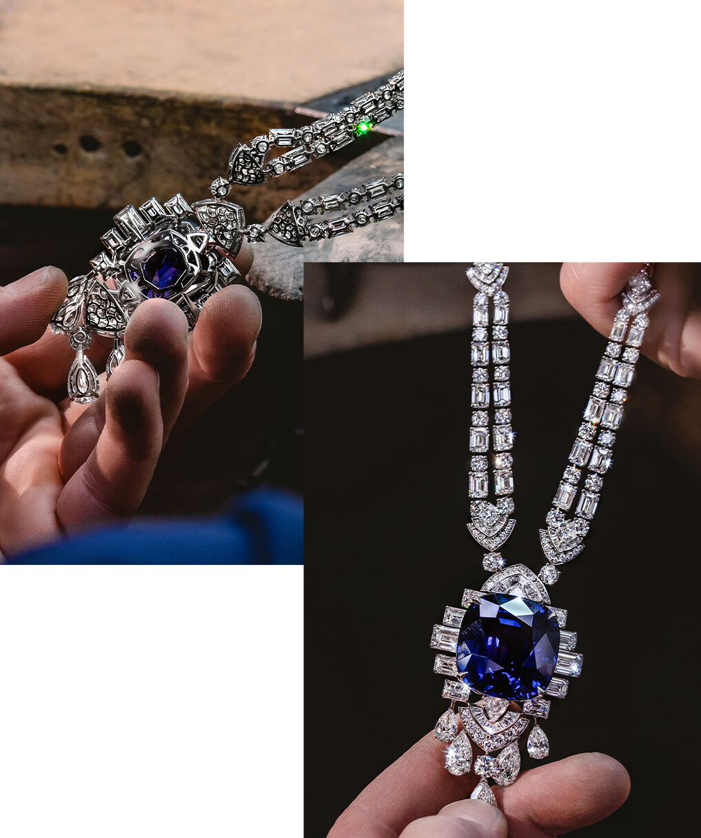 Making of Graff sapphire and white diamond high jewellery