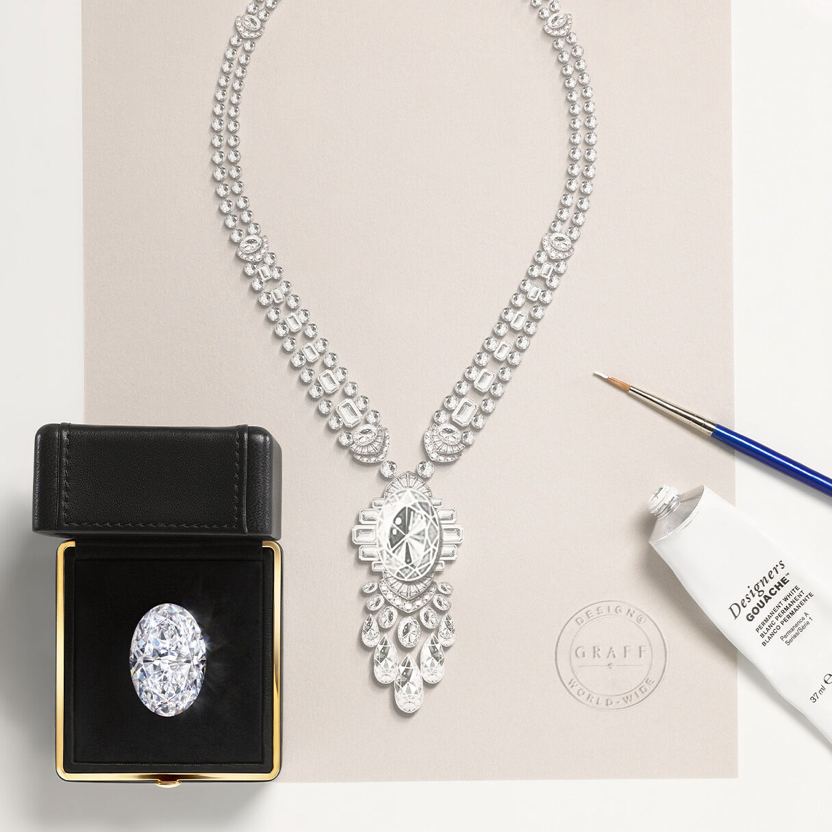 Painting of Graff Diamond High Jewellery Necklace