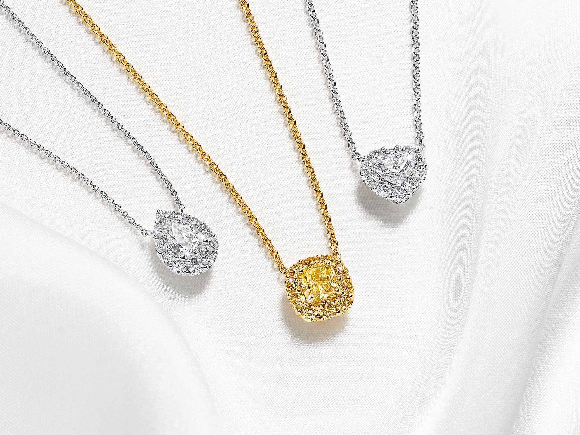 Graff Icon Collection White and Yellow Diamond Pendants