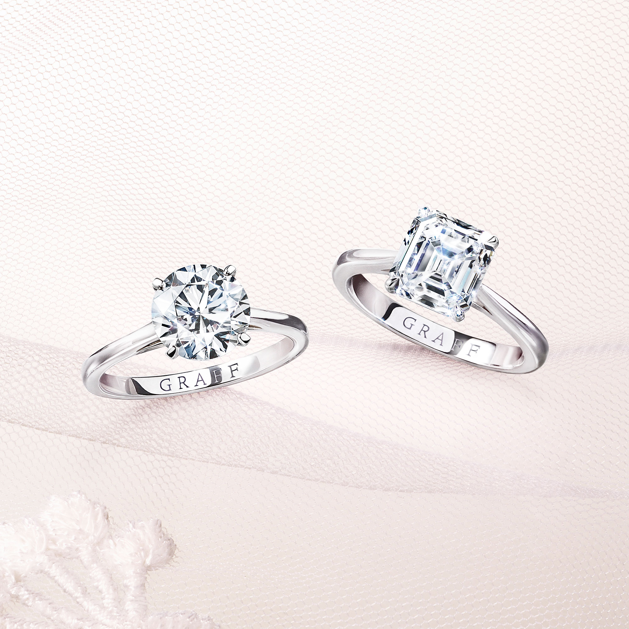 Paragon Emerald Cut Diamond Engagement Ring and  Paragon Round Diamond Engagement Ring.