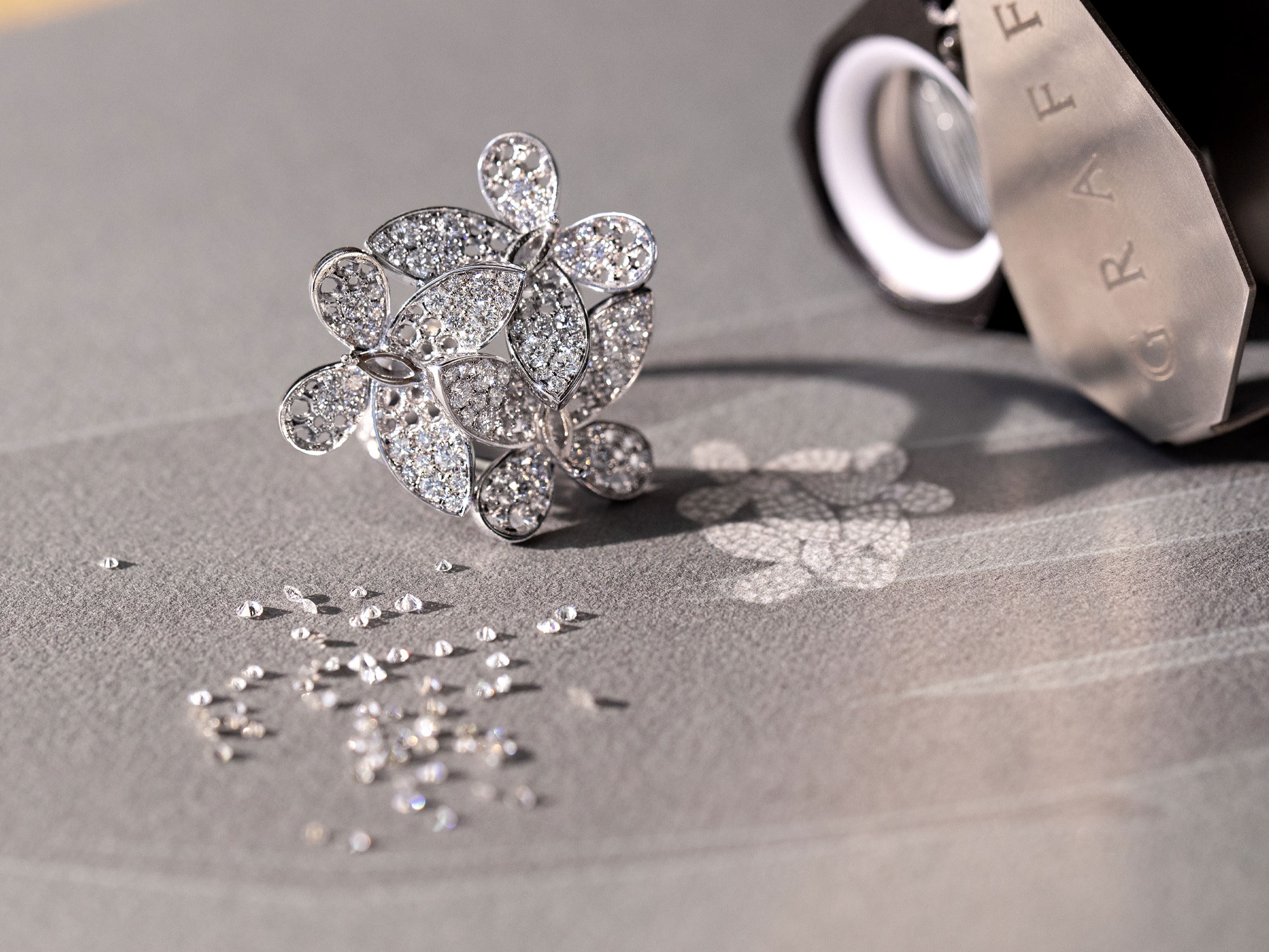 Graff Triple Pavé Butterfly Diamond Ring in the making.